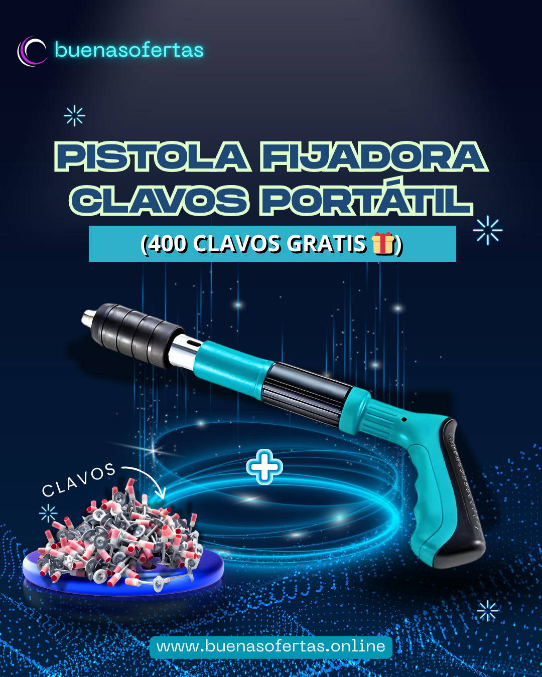 🔖 Pistola Fijadora Clavos Portátil